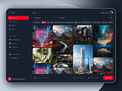 AI Image Generation Tool Web App UI Design ai image generation tool dark app ui dashboard design ui user experience user interface ux web app web design web ui