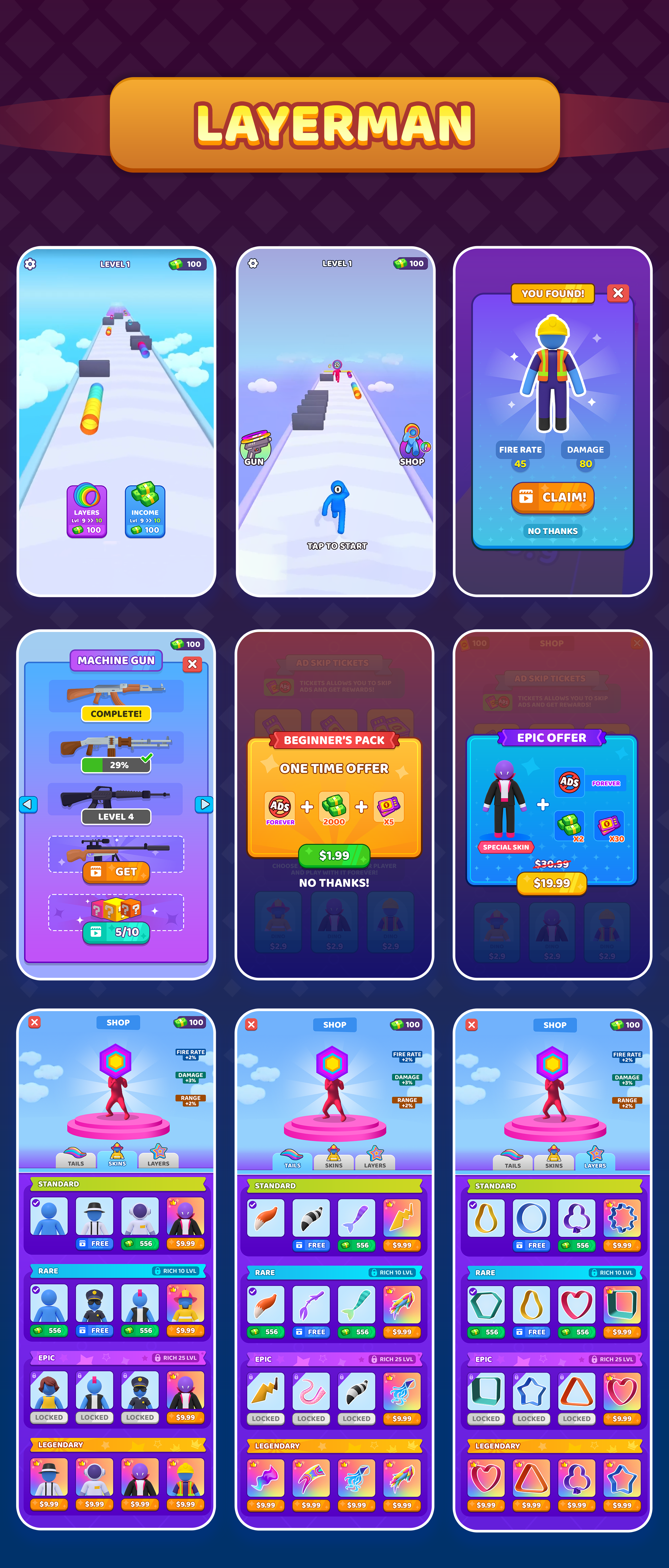 Layer Man UI branding casualgaming gameux gamingvisuals graphic design hypercasualdesign logo minimalistui mobilegamedesign playfulinteractions simpleandfun tapandplay ui userfriendlyui