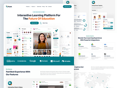 Kuest - SaaS Education Landing Page campus dashboard education education landing page edutech hero section homepage integration interactive landing page landingpage learn learning product saas saas education saas landing page testimonial web design webflow