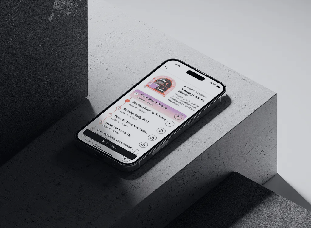 Loupe: Practice Tab — Mental Health App app application bedtime rituals deep sleep design figma meditation meditation app melodies for sleep mental health app mobile mobile design mockup mockup app practice screens ui ui design user interface yoga app