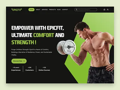 Epicfit design ecommerce exploration fitness fitness design fitness website gym club home page landing page marketplace product store ui uidesign uxdesign web design web designer webdesign website website designer