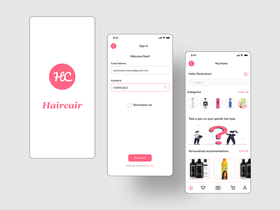 The "Haircair" App app case study design ui ux