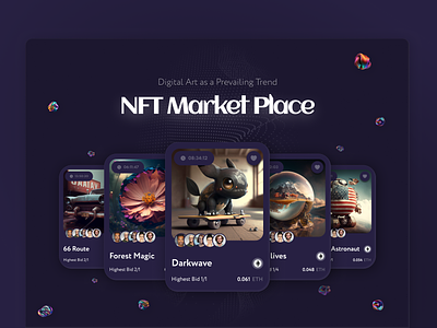 NFT Market Place 3d branding dark mode fintech graphic design logo market place nft trading platform ui