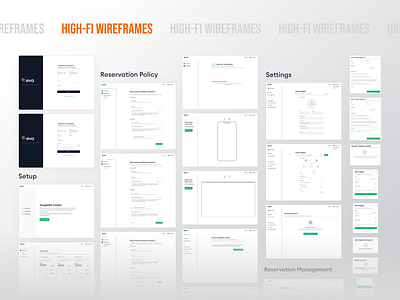 High Fidelity Wireframes of Eva booking widget cms integration management reservation management setup tourism ux flow wireframe