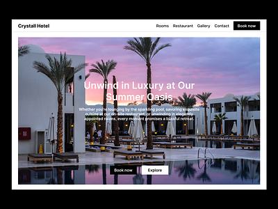 Crystall Hotel Hero Section Design design fiigms herosection ui uidesign ux uxdesign web design website