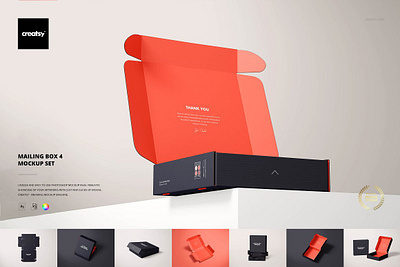 Mailing Box Mockup Set 4 creator creatsy design mailing box mockup set 4 mock up mock ups mockup mockups smart object template templates