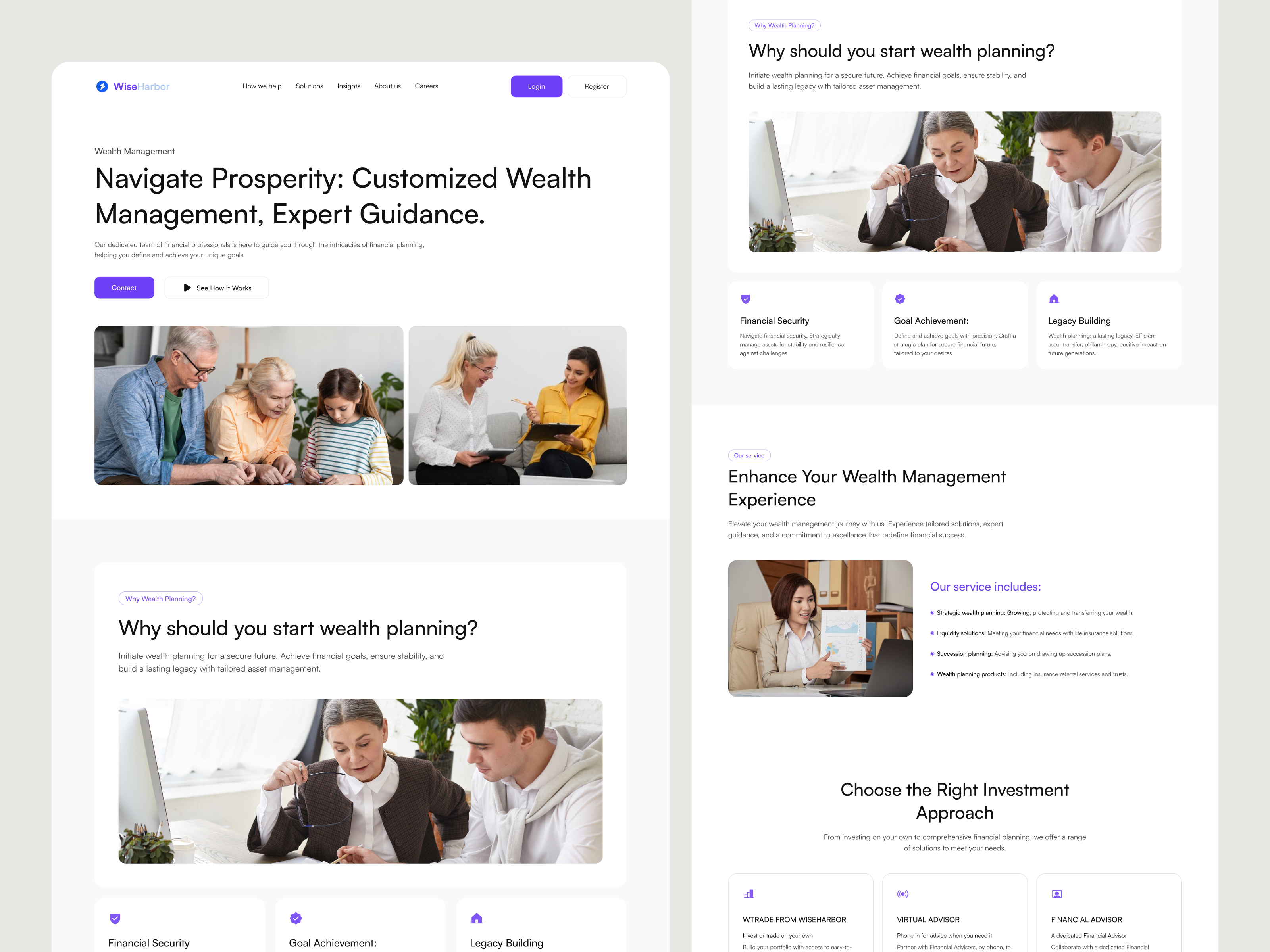 WiseHarbor - Wealth Management Firm Website clean company company profile corporate design financial landing page management money ui design wealth wealth management wealth management firm web design website design