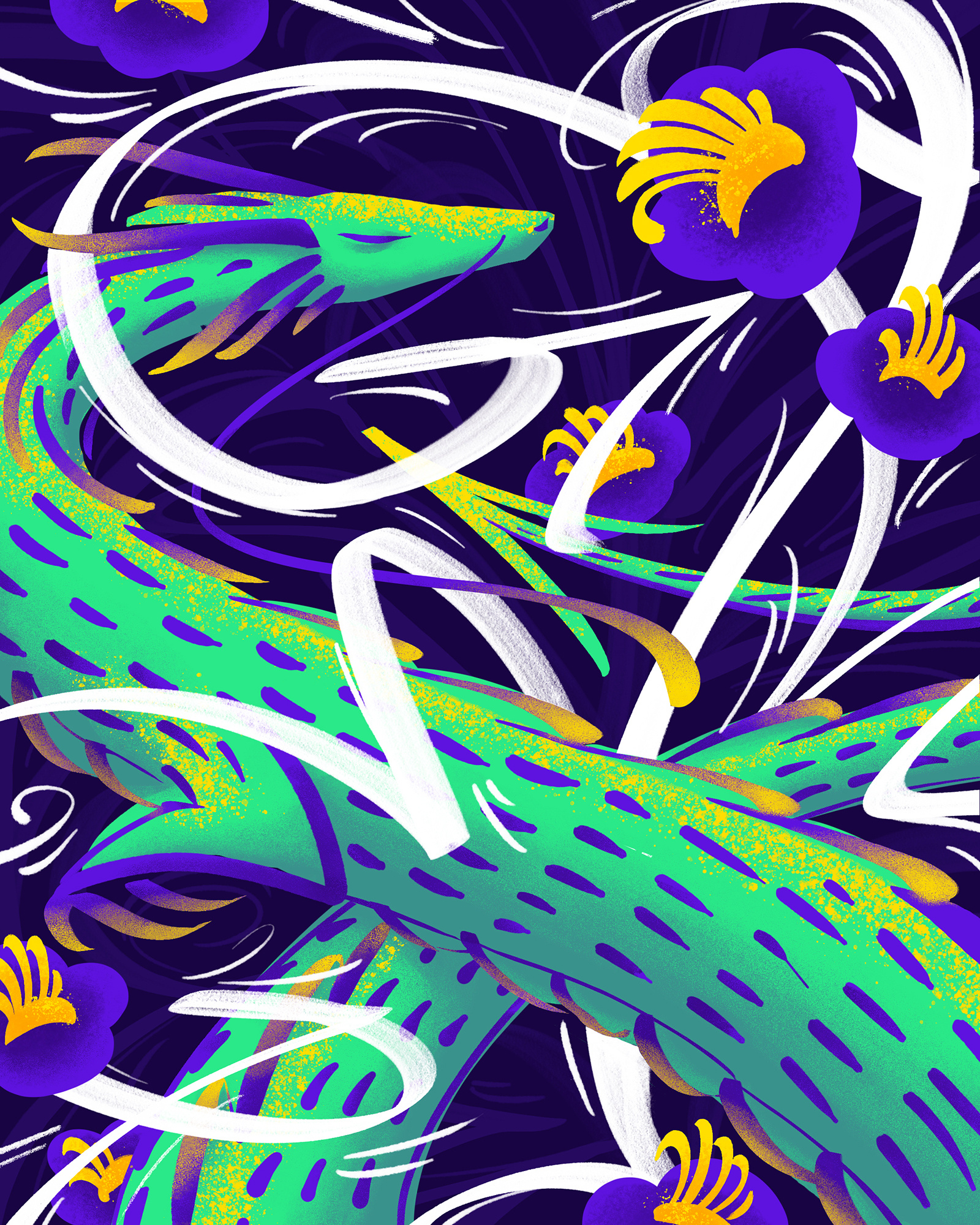 2024 2024 art deco design dragon fantasy flowers green illustration nature year of the dragon