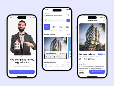 Real Estate App UI Kit agent apartment broker buildings clean design elegant figma house minimal mobile app premium real estate app ui ui kit villa