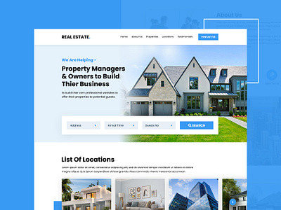 Property Listing & Real Estate Company - WordPress Theme Design company construction landing page design listing property realestate theme design web design web page design wordpress