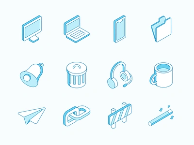 Set of various isometric icons desktop graphic design icon ill illustration isometric landing line mobile set ui vector web