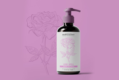 Rose Lotion beauty botanical bottle branding cosmetic design floral illustration label lotion moisturizer packaging product pump rose