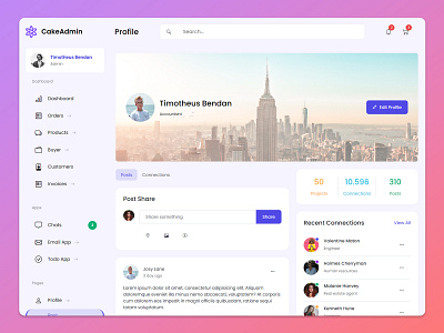 Profile Page - Admin Dashboard Bootstrap Template - CakeAdmin admin admin dashboard template admin panel admin theme app bootstrap admin bootstrap theme cakeadmin dashboard html template profile page user page web app web design