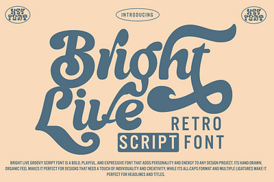 Bright Live - Retro Script Font america vintage branding calligraphy graphic handwritten logo design photography social media typeface typography wedding mockup