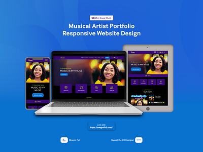 Website Design for a Musical Artist Djoumessi artist website design interaction design portfolio website prototype responsive design ui ui design ux ux design web design website design wireframe