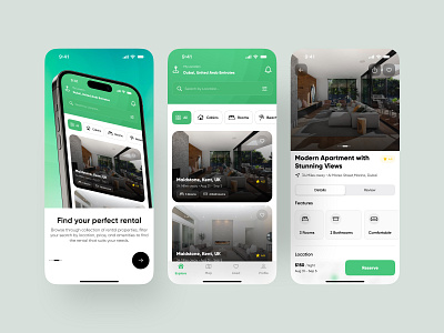 Property Renting App 🏠 airbnb appdesign home iosapp onboarding property renting ui uiuxdesign ux