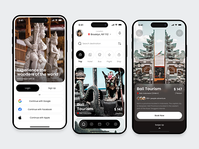 Travel Mobile App bali book booking design destination mobile mobile app travel travel app travel mobile app traveler travelling trip