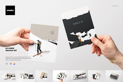 A2 Cards Mockup Set cards creatsy customizable mock up mockup mockups patterns personalized postcards printed smart object templates