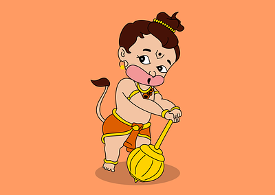 Lord Hanuman (Day 16/30 Vector Art Illustration) adobe artwork baby calm colorful dailyui design drawing figma flat god graphic design hanuman illustration illustrator lord power sketch strength ui