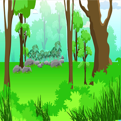 Cartoon Background background jungle stones trees vector design