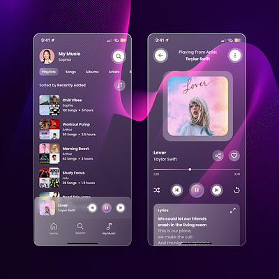 Glassmorphism Music App Exploration