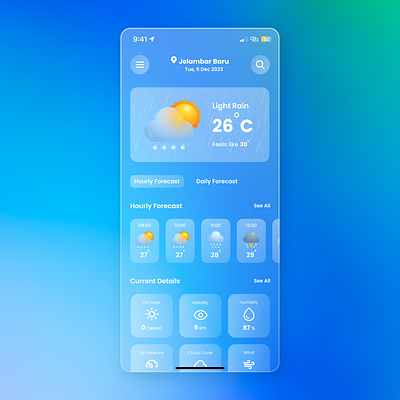 Glassmorphism Weather Forecast App Exploration