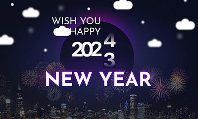 Happy New Year 2024 graphic design ui