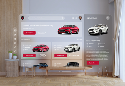 Spatial Design UI Concept for a Luxury Car Platform product design spatial design ui ui design user experience user interface