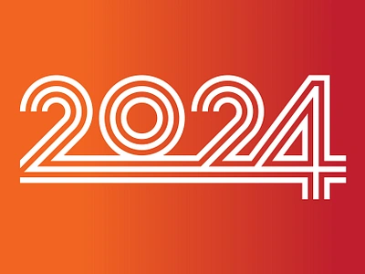 The Year 2024 0 2 2024 4 calendar chris rooney custom type numbers stripes thick lines typography year