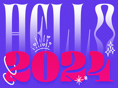 Hello 2024 2024 doodle graphic design happy new year new year type typography