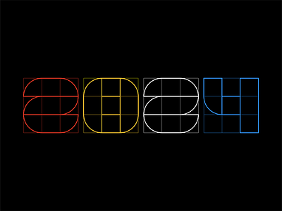 2024 is here! bauhaus branding design geometric graphic design grid iconography identity illustration logo modern typog typography