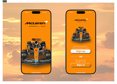 Daily UI 01 - McLaren F1 Mobile App daily ui formula 1 log in mclaren f1 mobile app register sign in sign up ui ui design