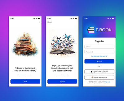 Ios App online library UX UI app app design blue book branding inspiration ios library minimalism mobile app mobile design neon ui ux