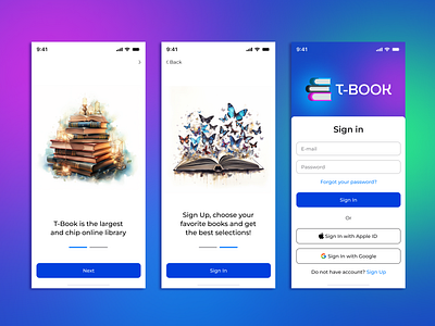 Ios App online library UX UI app app design blue book branding inspiration ios library minimalism mobile app mobile design neon ui ux