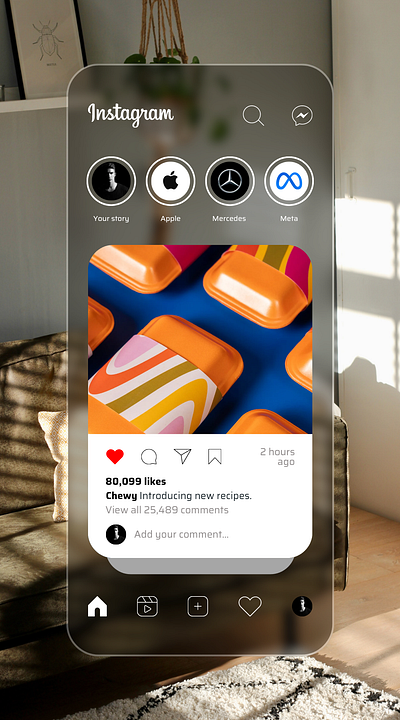 Instagram Redesign for Apple Vision Pro product design ui ux