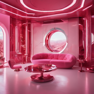 Futuristic Valentine's Day room design futuristic pink room valentines