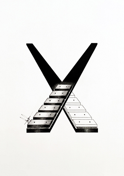 X from Xylophone art artist artistic artwork black and white concept art concept design design drawing graphic design illustrated capital letter illustration ink ink illustration letter music musical theme traditional art typography xylophone