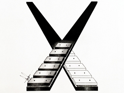 X from Xylophone art artist artistic artwork black and white concept art concept design design drawing graphic design illustrated capital letter illustration ink ink illustration letter music musical theme traditional art typography xylophone