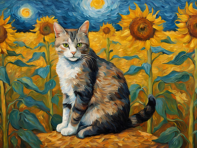 Cat Gogh design graphic design illustration vector