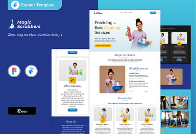 Cleaning service website template branding cleaning service website figma framer graphic design web template website design website development