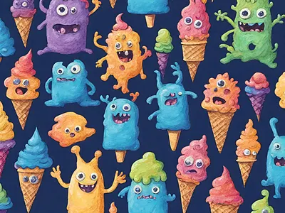 Ice Cream Monsters 1 design graphic design illustration vector