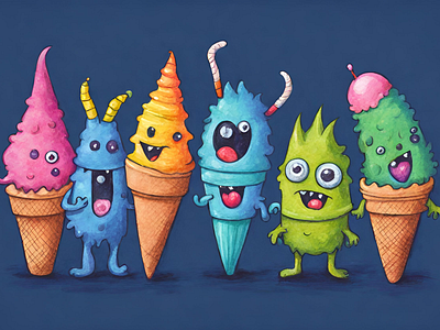 Ice Cream Monsters 4 design graphic design illustration vector