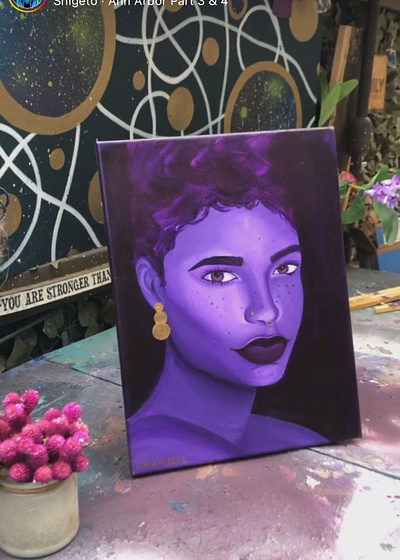 Beauty art paint painter purple woman