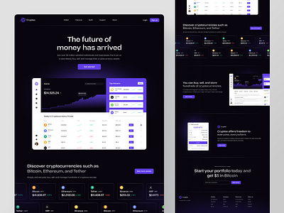 Cryptoo - Landing Page bitcoin clean coin crypto crypto landing crypto website gradient landing page landing page crypto minimalist ui uiux website