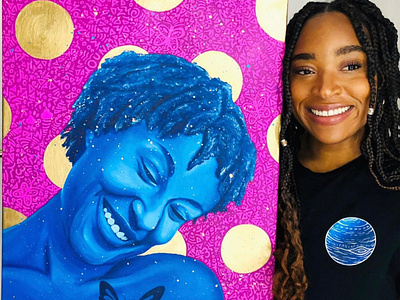 Girlfriend afro art artist girlsfriend paint painter plue umami bee