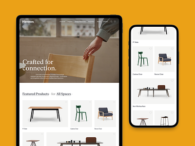 Harrows furniture interaction interior design minimal new zealand responsive ui ux web