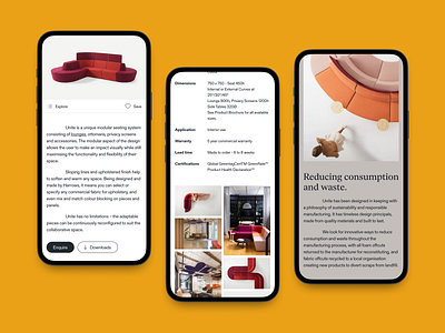 Harrows furniture interior design minimal mobile new zealand responsive ui ux web yellow