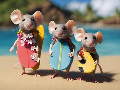 Mice in Hawaii 2 design graphic design illustration vector