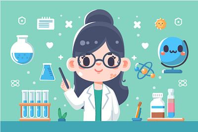 Vector International Day of Women in Science Illustration celebration day experiment girl illustration lab math project school science vector women