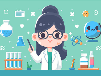 Vector International Day of Women in Science Illustration celebration day experiment girl illustration lab math project school science vector women